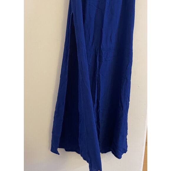 ASOS Maxi Skirt Women's 10 High Rise Cobalt Blue Slit Lined SIde ZIp - Picture 4 of 7